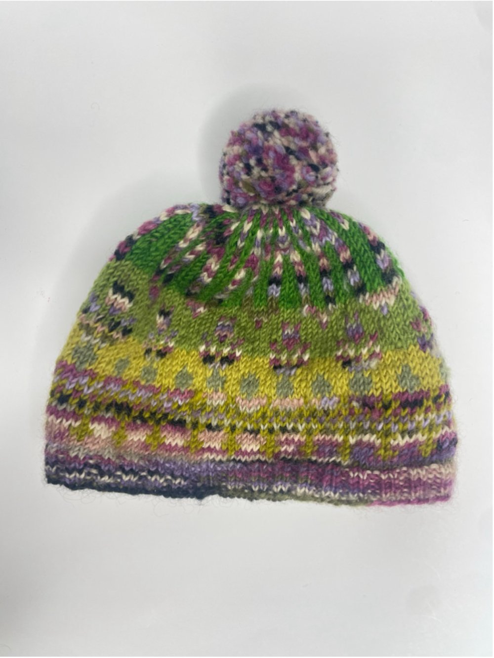 Icelandic Design Colorful Wool Knit Pom Pom Beanie